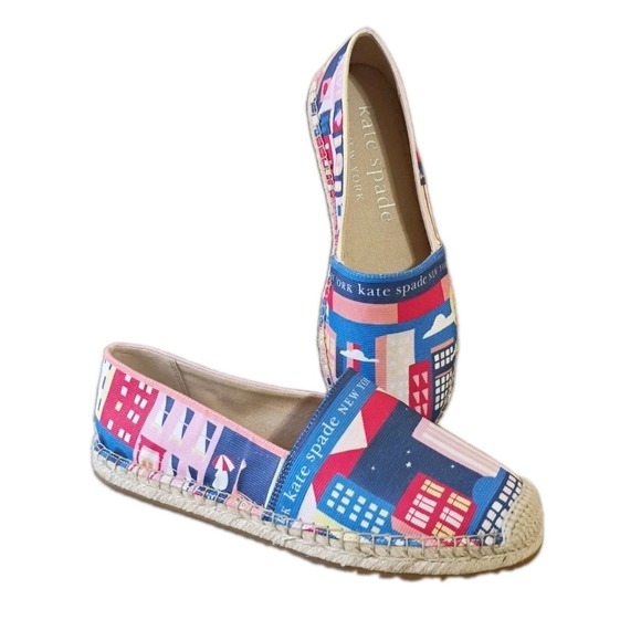kate spade new york Shoes - Kate Spade NYC Map Espadrille Sz 6.5 New Blue Designer Slip Ons City Patriotic